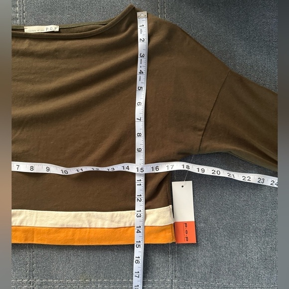 Philosophy of Paek Long Sleeve Brown Stripe Crop Top Medium - Picture 15 of 15